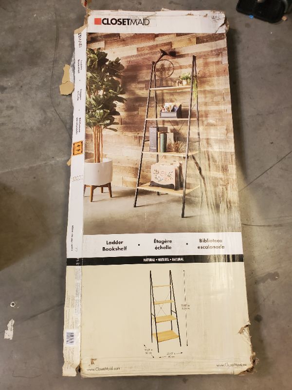 Photo 2 of ClosetMaid 1312 4-Tier Wood Ladder Shelf Bookcase, Natural