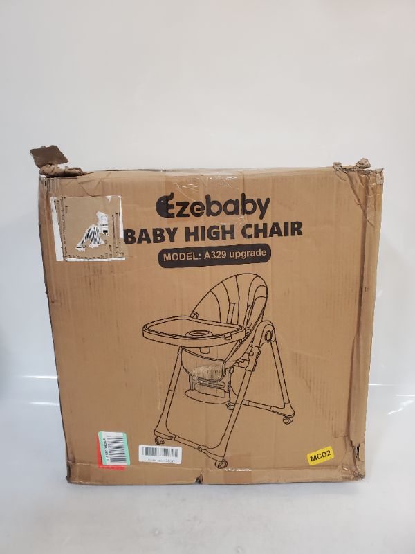 Photo 5 of Ezebaby- Baby High Chair for Toddlers Kids Feeding Height Convertible with Removable Tray, Multifunctional Portable Children Dining Reclining Chair Foldable with Wheels, Beige