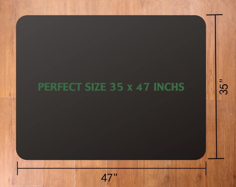 Photo 4 of Office Chair Mat for Hardwood and Tile Floor, Black, Anti-Slip, Non-Curve, Under the Desk Mat Best for Rolling Chair and Computer Desk, 47 x 35 Rectangular Non-Toxic Plastic Protector, Not for Carpet