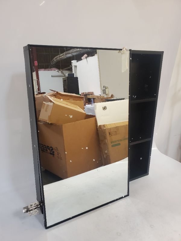 Photo 3 of Mirrored Medicine Cabinet Cabinet with Framed Mirrored Door Bathroom Vanity Mirror Black