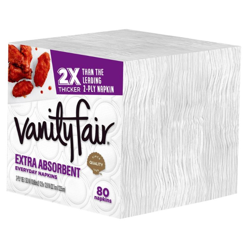 Photo 1 of Vanity Fair Everyday Extra Absorbent Premium Paper Napkin, 80 Count, Dinner Napkin for Messy Meals