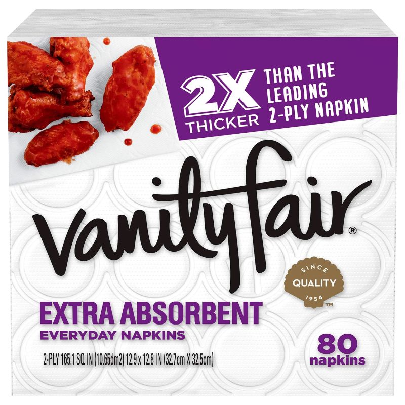 Photo 2 of Vanity Fair Everyday Extra Absorbent Premium Paper Napkin, 80 Count, Dinner Napkin for Messy Meals