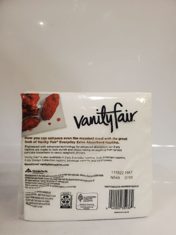 Photo 5 of Vanity Fair Everyday Extra Absorbent Premium Paper Napkin, 80 Count, Dinner Napkin for Messy Meals