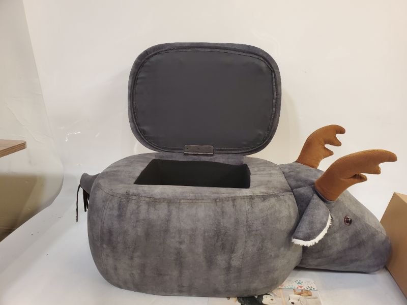 Photo 6 of CRITTER SITTERS 15" Seat Height Animal Storage Gray Elk--Durable Legs-Furniture for Nursery, Bedroom, Playroom & Living Room-Décor Ottoman