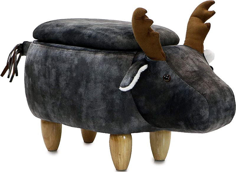 Photo 1 of CRITTER SITTERS 15" Seat Height Animal Storage Gray Elk--Durable Legs-Furniture for Nursery, Bedroom, Playroom & Living Room-Décor Ottoman