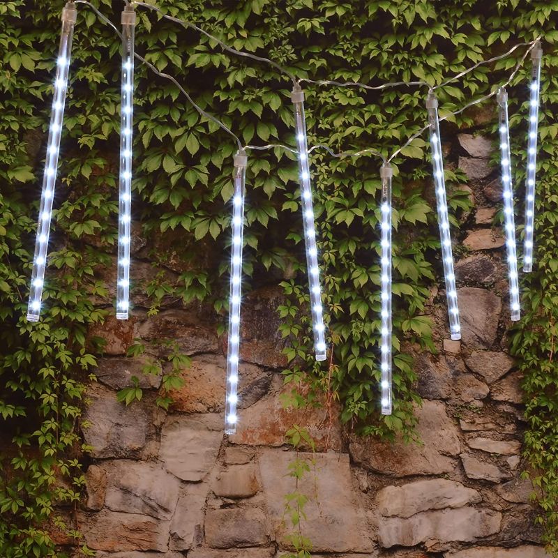 Photo 3 of EAGWELL white Lights Outdoor, 20 inches 20 Tube 540 LED Christmas Meteor Shower Lights Waterproof Meteor LED Lights 