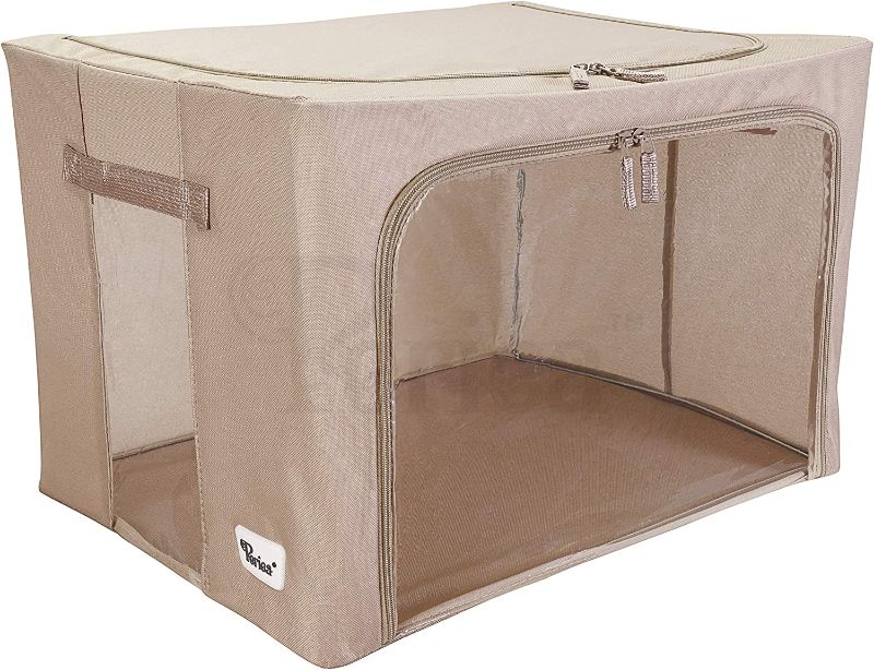 Photo 1 of 3pc Cloth Steel Frame Storage Boxes - Under-Bed or in Closet Large: W20.9" x D16.2" x H14" - tan color 