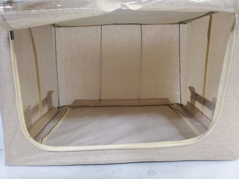 Photo 5 of 3pc Cloth Steel Frame Storage Boxes - Under-Bed or in Closet Large: W20.9" x D16.2" x H14" - tan color 