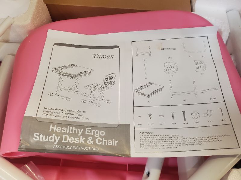 Photo 6 of Mount-It! Kids Desk and Chair Set, Height Adjustable Ergonomic Children's School Workstation with Storage Drawer, Pink