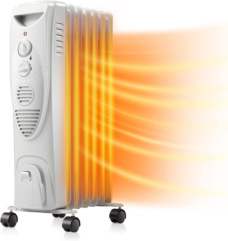Photo 1 of Kismile 1500W Oil Filled Radiator Heater, Portable Electric Heater with 3 Heat Settings, Adjustable Thermostat, Overheat & Tip-Over Protection, Oil Heaters for Indoor Use (Grey) ITEM NO.: 3615-GREY MODEL NO.: ZC0715F