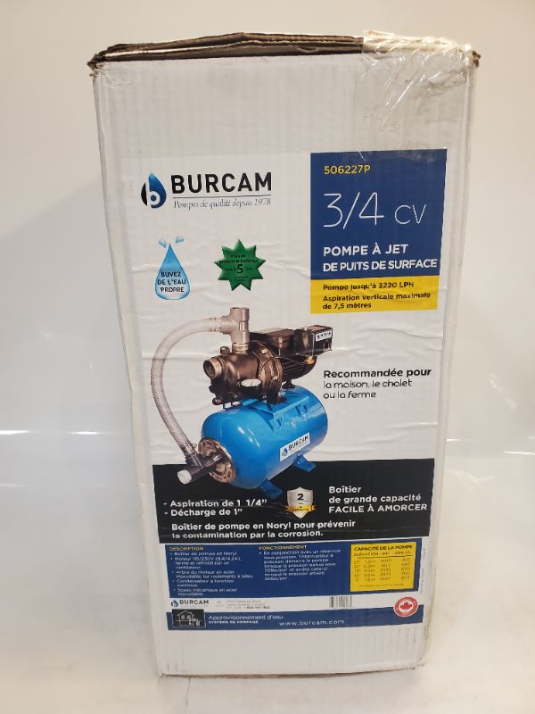 Photo 2 of BURCAM 506227P 3/4 HP Noryl Shallow Well Jet Pump System