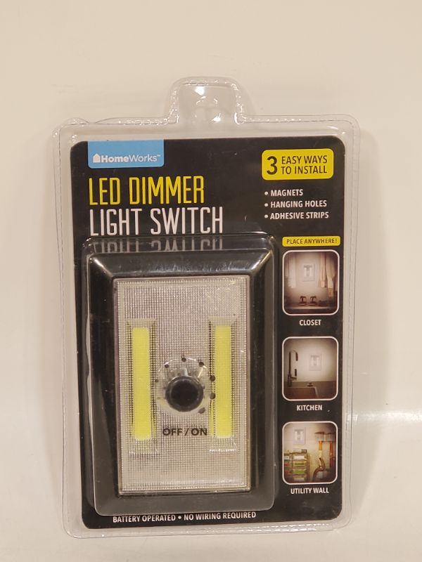 Photo 2 of LED DIMMER LIGHT SWITCH - 3 WAYS TO INSTALL, MAGNETS, HANGING HOLES, & ADHESIVE STRIPS - BATTERY OPERATED NO WIRING REQUIRED- BLACK