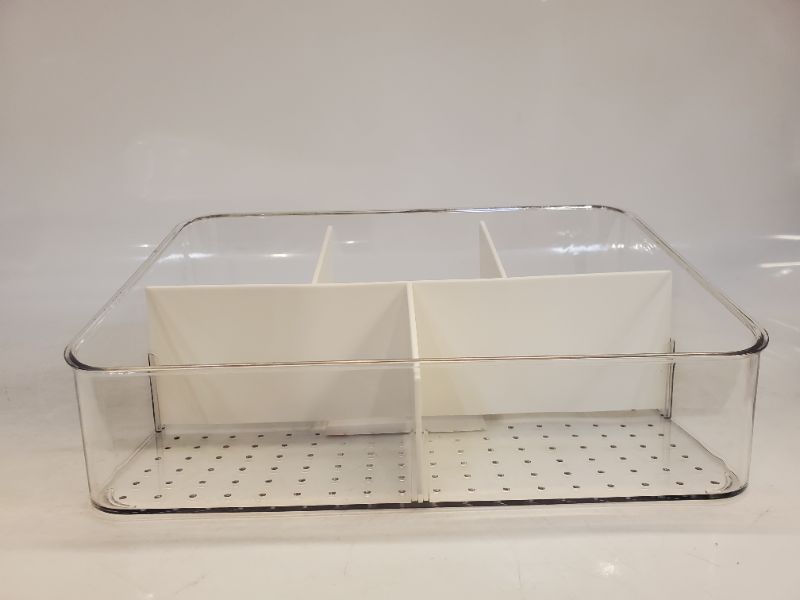 Photo 1 of CLEAR DRAWER ORGANIZER WITH WHITE DIVIDERS 
