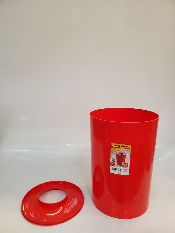 Photo 4 of Glad 16L  Drum Trash Can with Trim Cap - RED