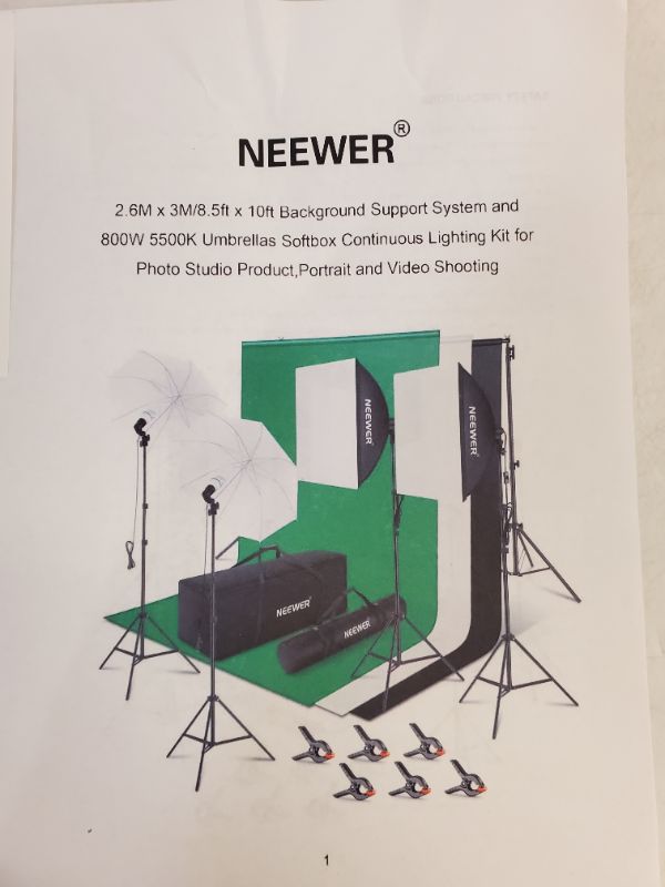 Photo 9 of NEEWER - 2.6M x 3M/8.5ft x 10ft Background Support System and 800W 5500K Umbrellas Softbox Continuous Lighting Kit for Photo Studio Product, Portrait and Video Shooting