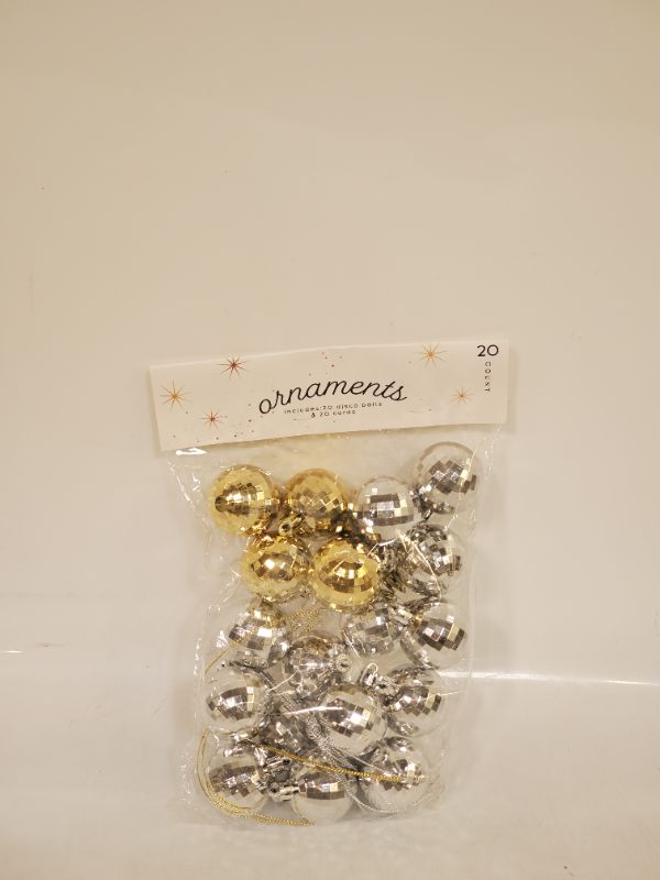 Photo 3 of 6 LARGE, 20 MEDIUM, AND 30 SMALL CHRISTMAS  ORNAMENTS- COLORS GOLD AND SILVER 