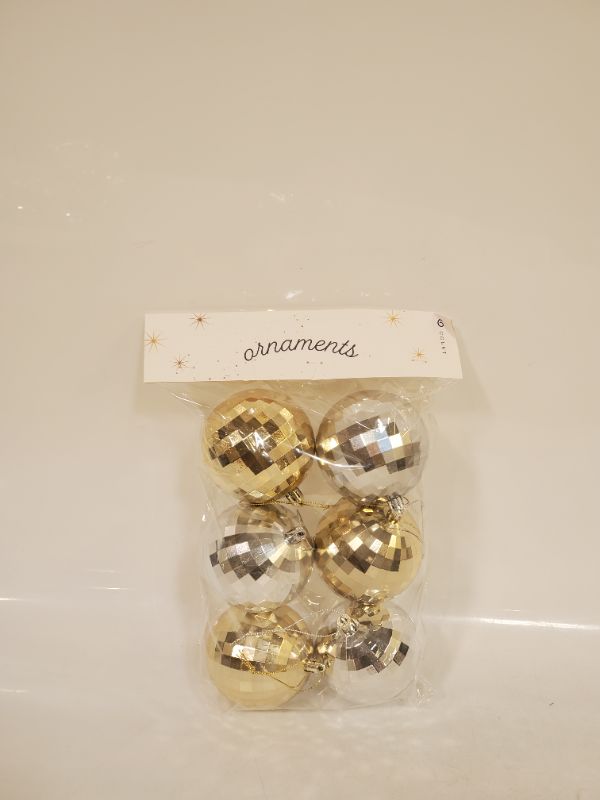 Photo 2 of 6 LARGE, 20 MEDIUM, AND 30 SMALL CHRISTMAS  ORNAMENTS- COLORS GOLD AND SILVER 