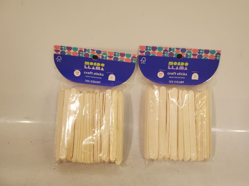 Photo 2 of 150ct Craft Sticks Natural - Mondo Llama - 2 pack