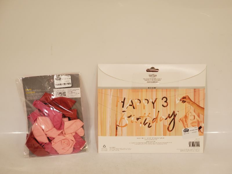 Photo 2 of ROSE GOLD HAPPY BIRTHDAY BANNER & SPRITZ VALENTINES DAY BALLOONS (20 COUNT)