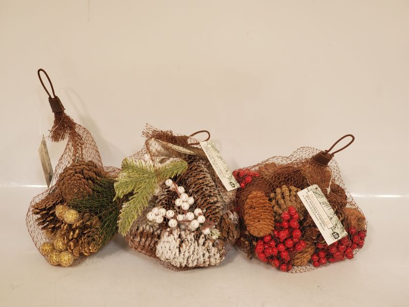 Photo 1 of 3 BAGS OF CHRISTMAS PINECONE DECOR 