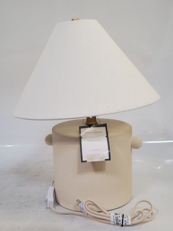 Photo 5 of Threshold designed with Studio McGee - Ceramic Table Lamp with Knob Tan -  17 3/4" H