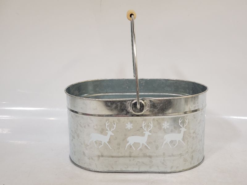 Photo 1 of Reindeer Oval Metal Bucket