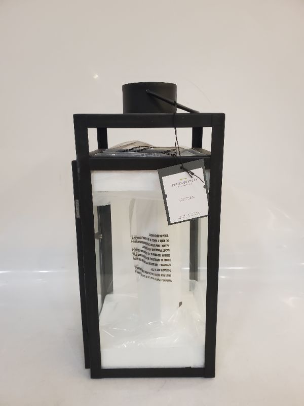 Photo 2 of Threshold - Modern Glass Metal Candle Holder Lantern- BLACK