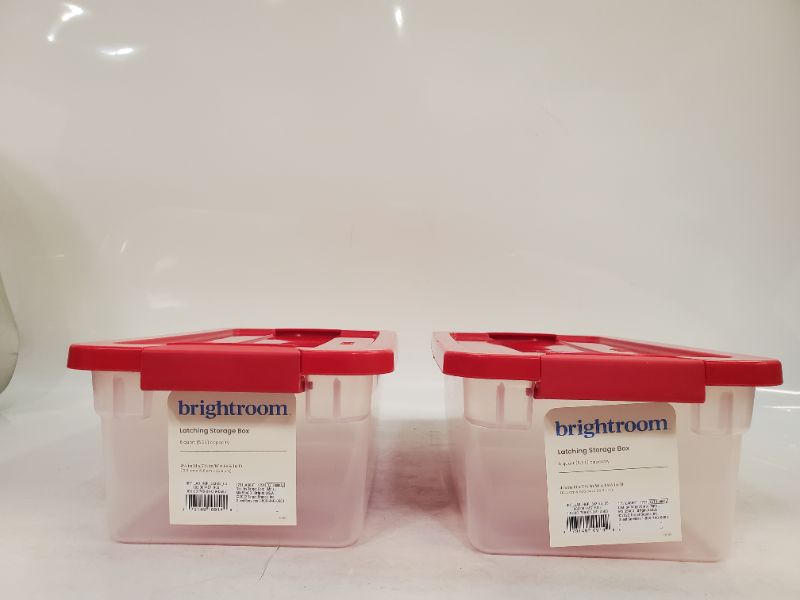 Photo 5 of 2 pack - Brightroom  - 6qt Clear Latching Storage Box Red Lid and Red Latch  