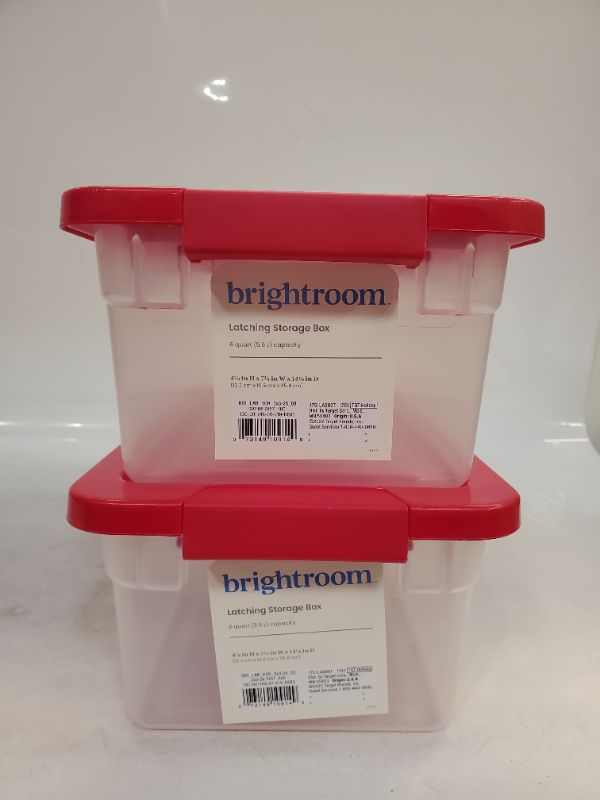 Photo 3 of 2 pack - Brightroom  - 6qt Clear Latching Storage Box Red Lid and Red Latch  