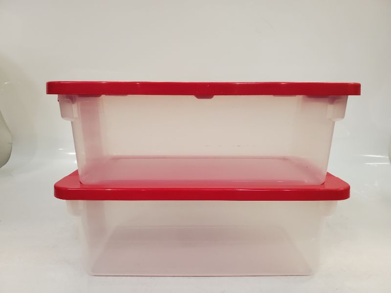 Photo 4 of 2 pack - Brightroom  - 6qt Clear Latching Storage Box Red Lid and Red Latch  