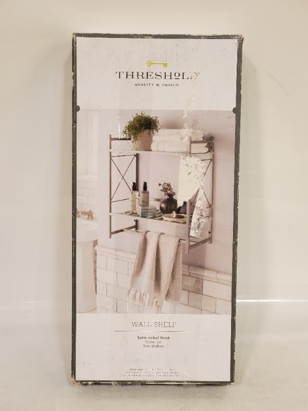 Photo 2 of Threshold - Square Tube Decorative Wall Shelf Brushed Nickel 