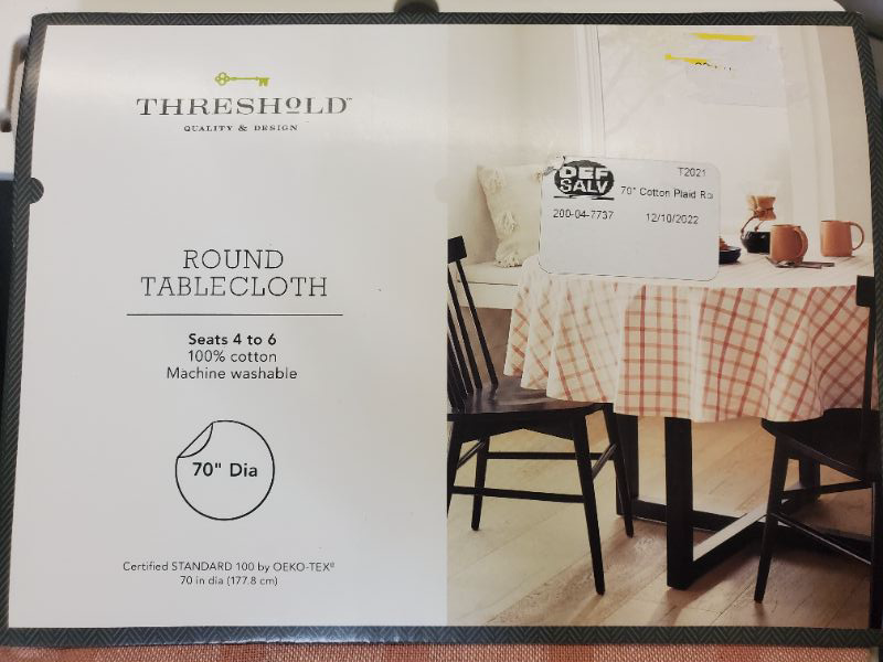 Photo 1 of Threshold - Cotton Plaid Round Tablecloth - 70"D 