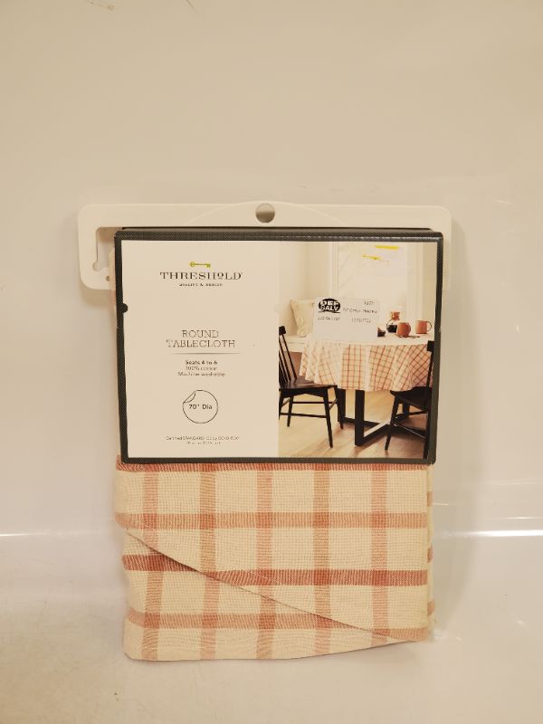 Photo 3 of Threshold - Cotton Plaid Round Tablecloth - 70"D 