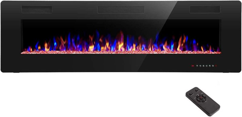 Photo 1 of R.W.FLAME 60" Recessed and Wall Mounted Electric Fireplace, Low Noise,Touch Screen,Adjustable Flame Color and Speed, 750-1500W