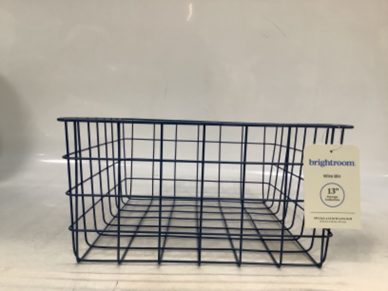 Photo 3 of 13" Rectangular Wire Decorative Basket - Blue - Brightroom