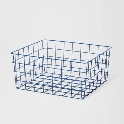 Photo 1 of 13" Rectangular Wire Decorative Basket - Blue - Brightroom