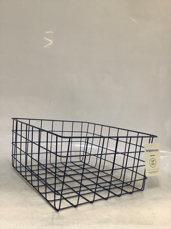 Photo 4 of 13" Rectangular Wire Decorative Basket - Blue - Brightroom