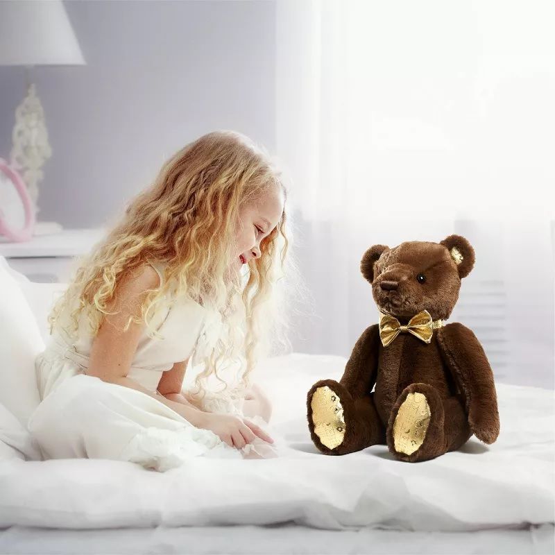 Photo 1 of FAO Schwarz Anniversary Brown Bear with Embossed Dark Chocolate Footpad 12" Stuffed Animal