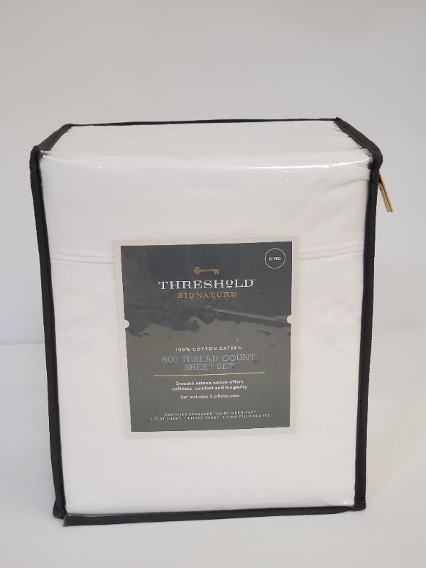 Photo 2 of 800 Thread Count Solid Sheet Set - Threshold Signature - White - King