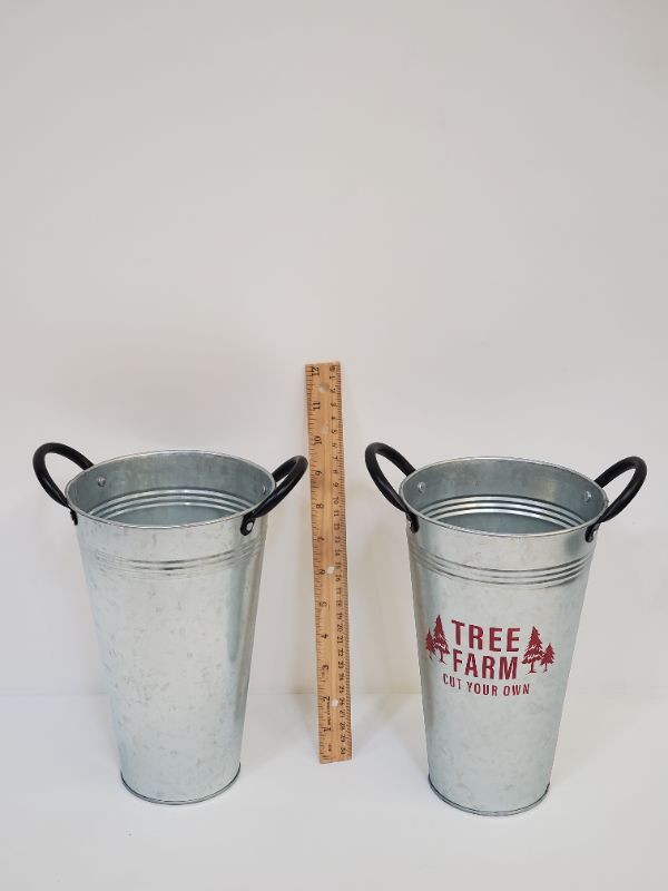 Photo 2 of 2PC METAL PAILS - 9"H 