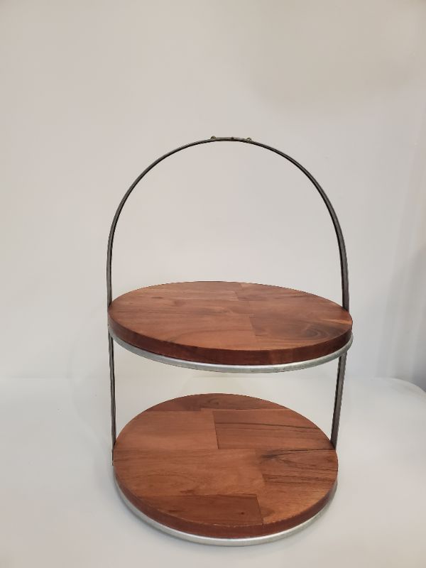 Photo 8 of 2-Tier Wood & Metal Cake Stand - Hearth & Hand with Magnolia