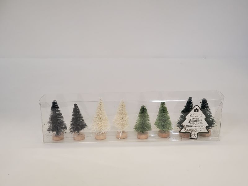 Photo 3 of 8PC Mini Neutral Bottlebrush Trees - 3 Pack 