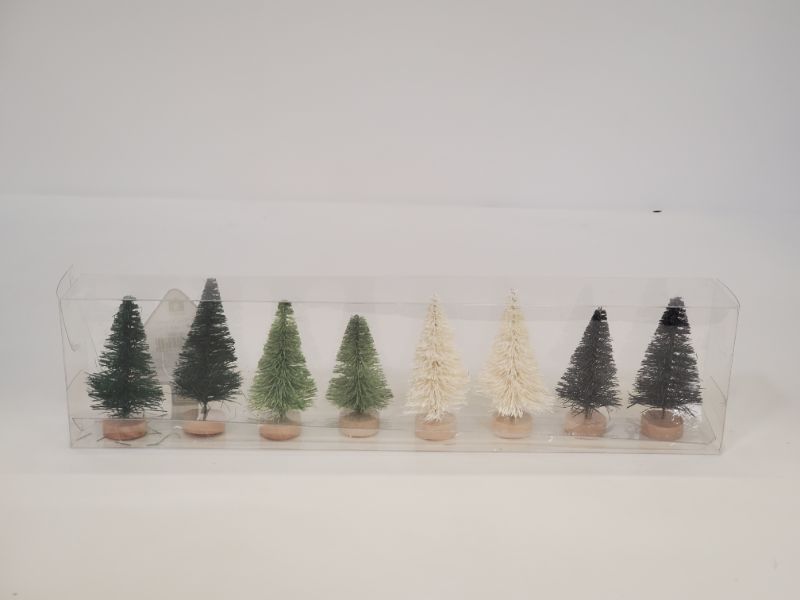 Photo 1 of 8PC Mini Neutral Bottlebrush Trees - 3 Pack 