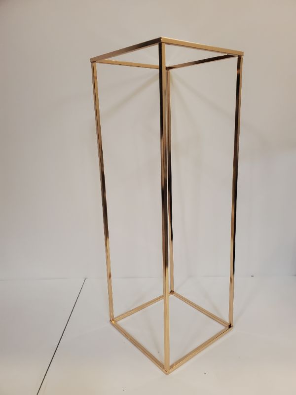 Photo 9 of 3Pcs Metal Flower Floor Vase Column Flower Stand Geometric Centerpieces Vase for Tables 80cm/31.5in Tall - 11" x 11" Squares 31.5" L sticks/legs   