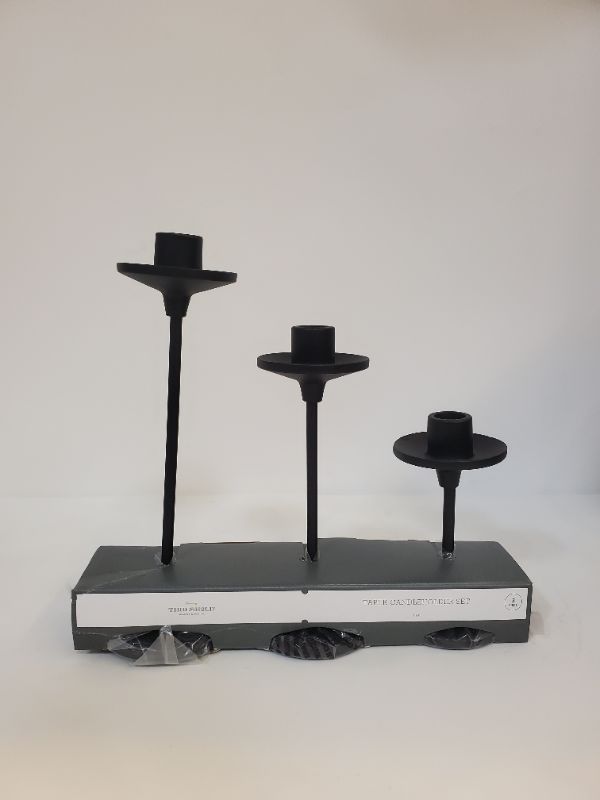 Photo 4 of Threshold - Set of 3 Tapers Metal Candle Holder Black 