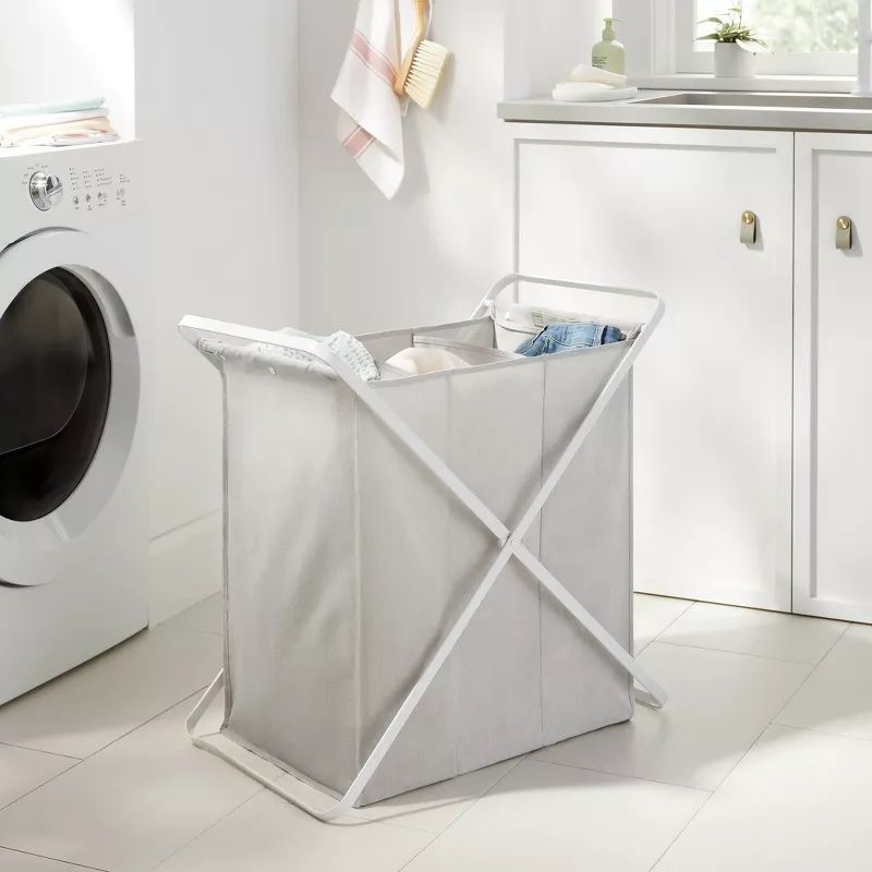 Photo 2 of Brightroom - Folding X-Frame Hamper Matte -  White - 16 Inches (L), 28.5 Inches (H) x 25.75 Inches (W)
