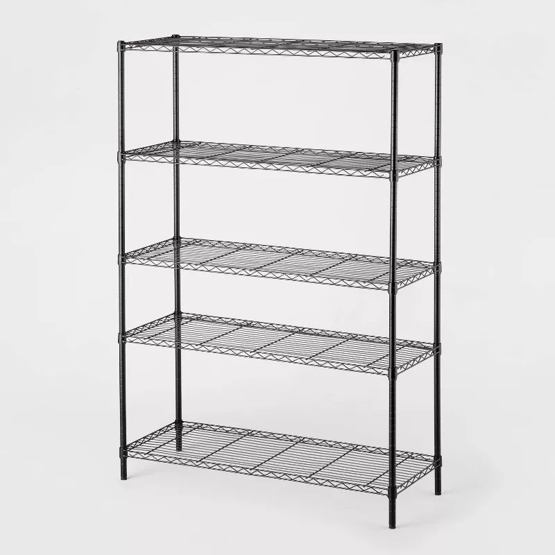 Photo 1 of Brightroom - 5-Tier Wire Shelf - BLack - 72.63 Inches (H) x 47.62 Inches (W) x 18 Inches (D)