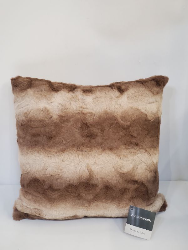 Photo 2 of Madison Park Zuri Faux Faux Fur Animal Luxury Square Decorative Throw Pillow,  20x20 Inch Tan