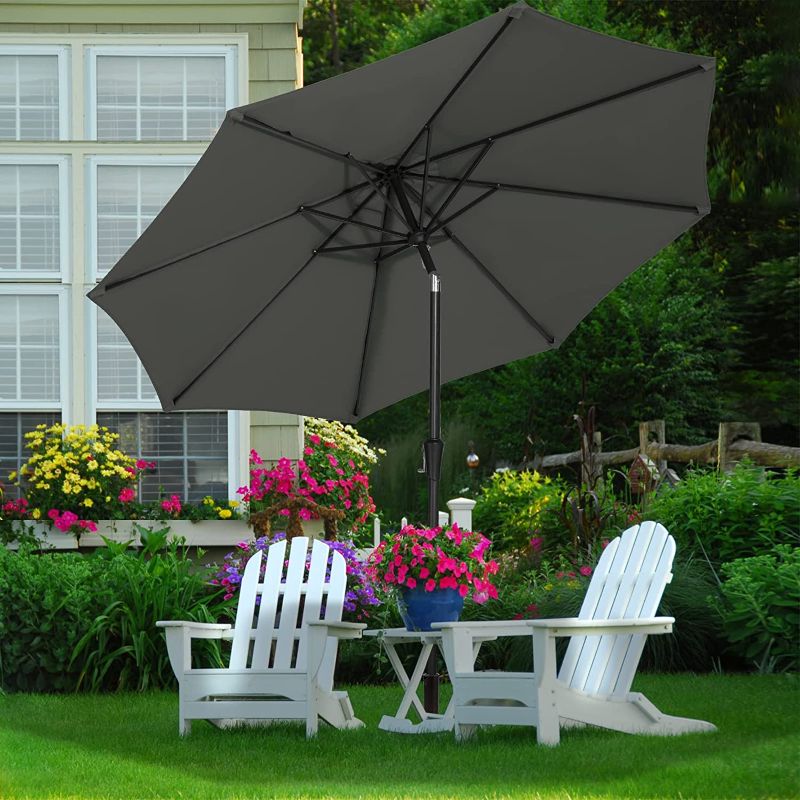 Photo 2 of 12' Patio Umbrella Outdoor Umbrella Large Market Table Garden Deck Pool Sunshade Umbrella with Crank and UV Protection