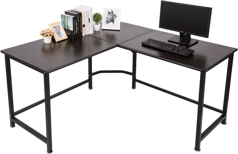 Photo 1 of TOPSKY L-Shaped Desk Corner Computer Desk 59" x 59" with 24" Deep Workstation Bevel Edge Design (Walnut) -  TS500019